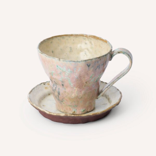Hand-Molded Country-style Ceramic Narrow-bottomed Mug+plate--Sakura